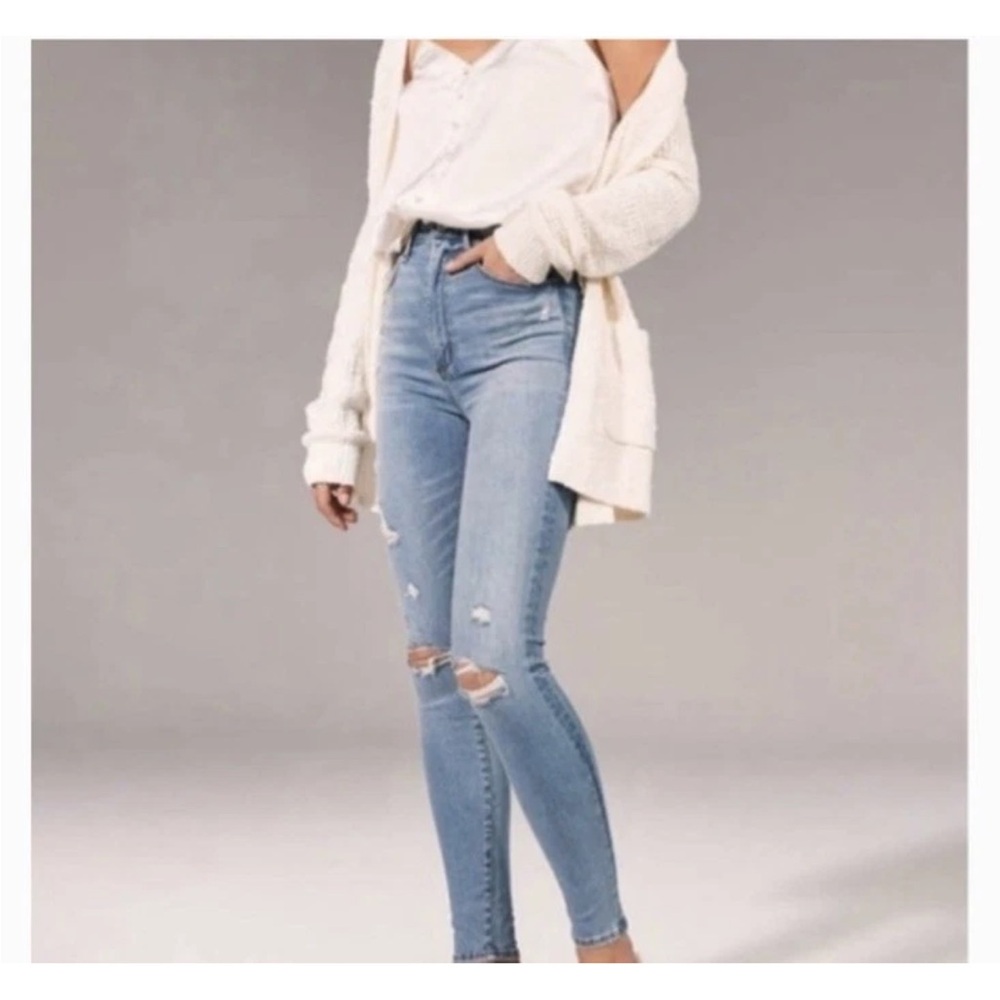 NWT Abercrombie&Fitch High Rise Super Skinny Ankle Ripped Jeans Curve Love 25/0L
